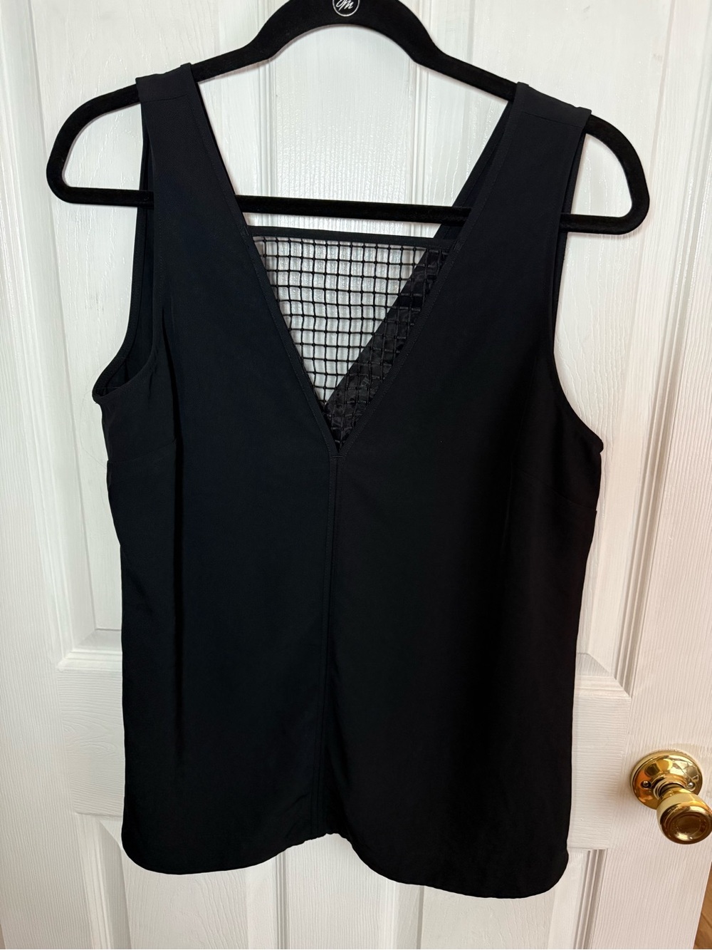 Banana Republic Black V-Neck Tank with Mesh Inset